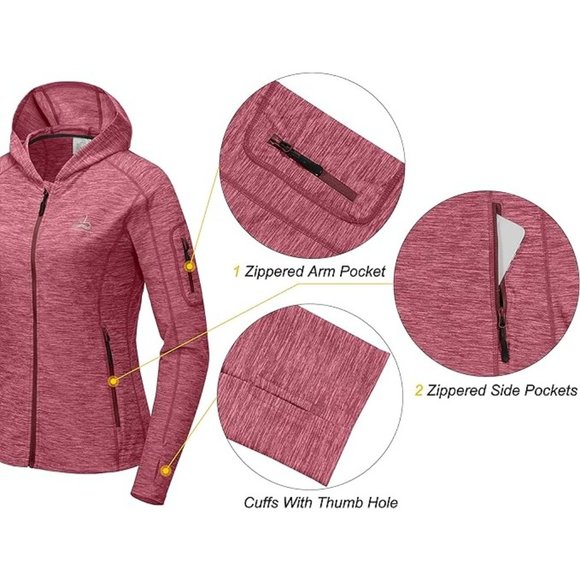Must-Sell: Dasawamedh Women's Running Jacket - Full Zip, Thumb Holes - Tango Red - Picture 4 of 7
